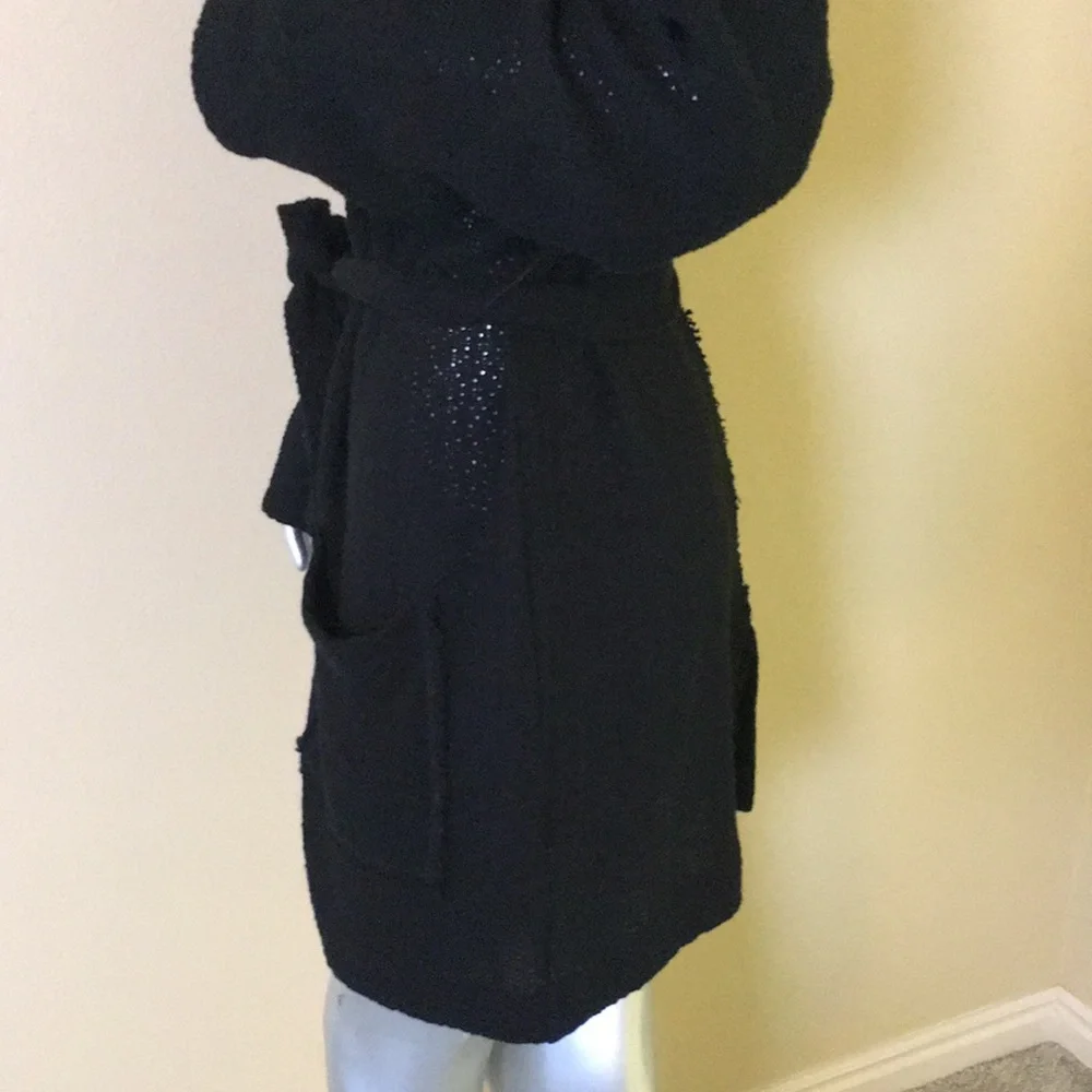 FREE PEOPLE BEACH | Black Cotton Belted Duster Cardigan Sweater